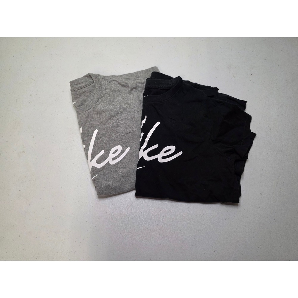 Nike Kids Script Logo Graphic T-Shirt 2 Pack Black Gray XL 100% Cotton